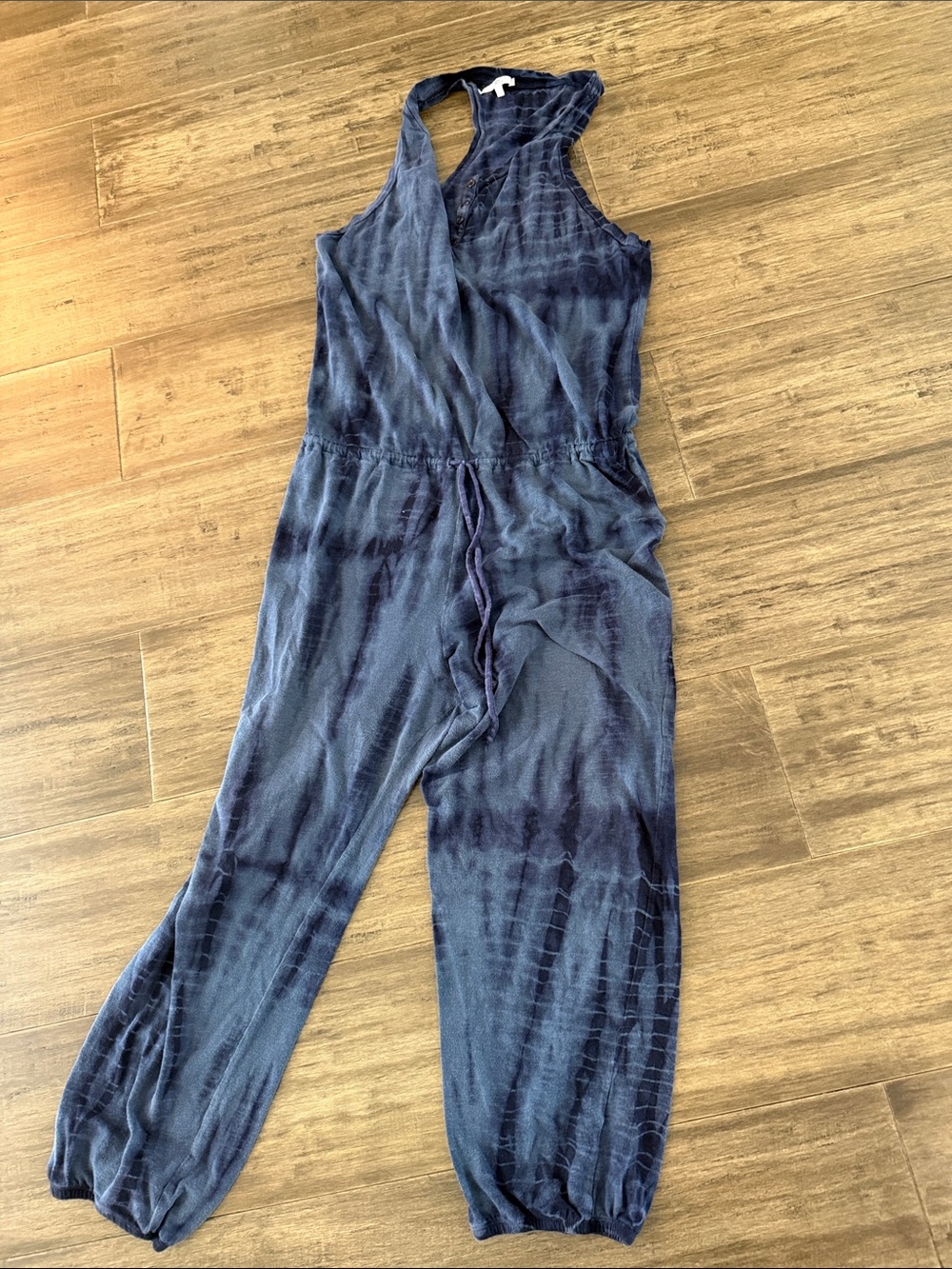 Sundry Dark Navy Tie-Dye Halter Jumpsuit